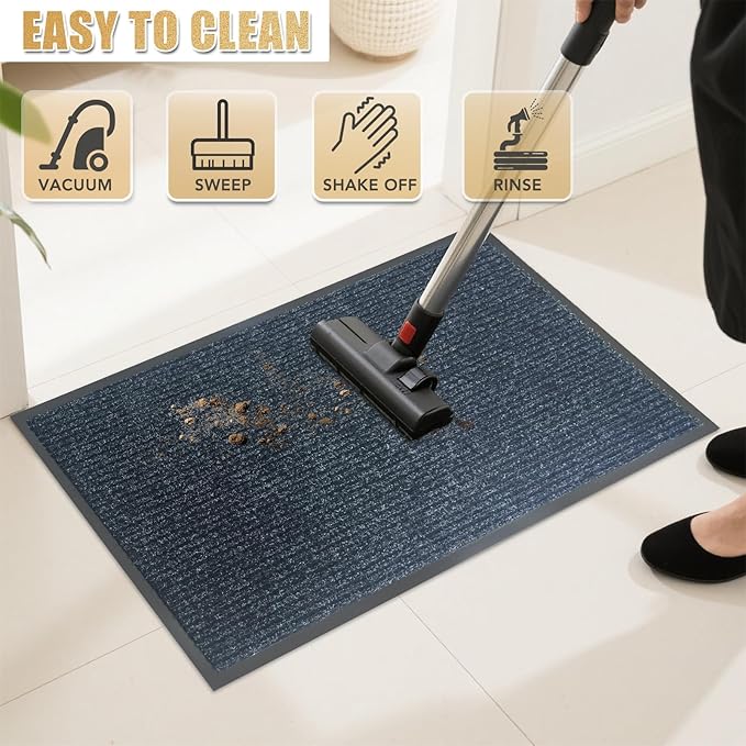 Front Door Mat,3'x4'Indoor Outdoor Door Mat,Heavy Duty Durable Welcome,Commercial Floor Mats Inside Outside Entrance, Waterproof All-Season, All-Weather Non Slip Backing Doormat for Entryway,Black