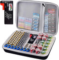 Battery Organizer Storage Holder Case Box with Tester Checker BT-168. Holds 225 Batteries AA AAA C D Cell 9V 3V Lithium (Yellow)