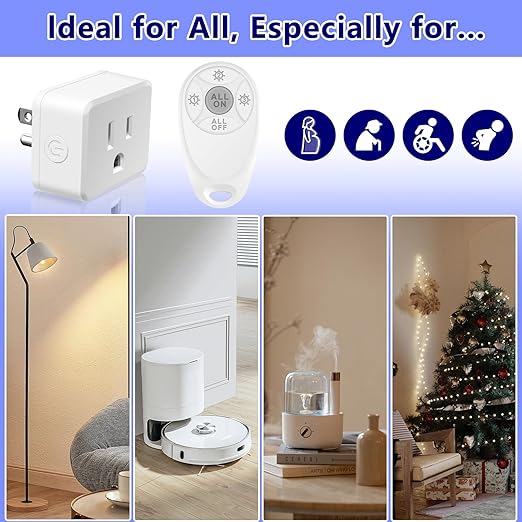 Greencycle Remote Control Outlet,2 Wireless Light Switches and 2 Outlet Plugs,Remote Outlets Switch,No Wiring Needed,500ft Range Coverage,15A/1500W for Lamps,Fans,TV,FCC Certified, White