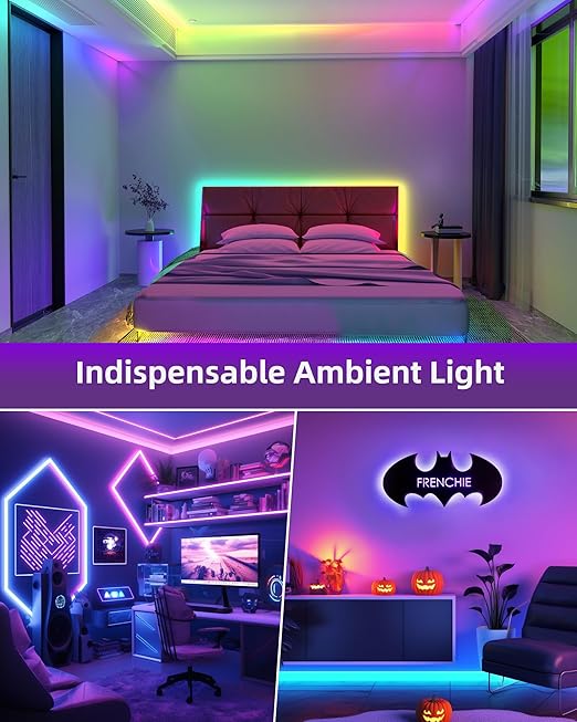 32.8ft LED Strip Lights, HitLights RGB 5050 Color Changing LED Light Kit Ultra Brighter 300LEDs Flexible Light Strips with RF Remote and UL Power Supply for Home Room Party TV Bedroom