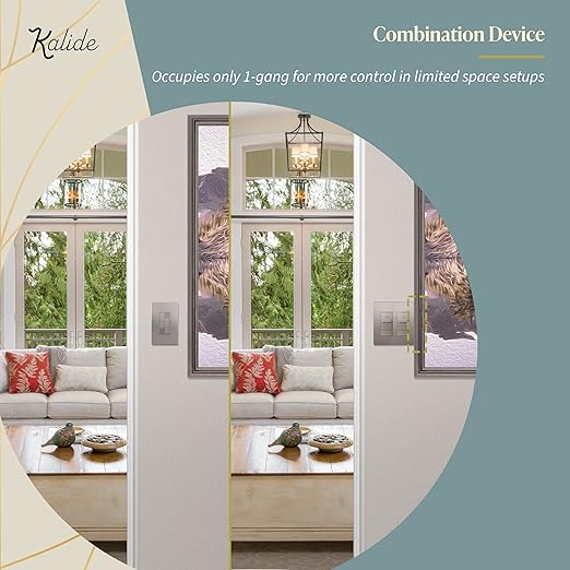 TOPGREENER Elite Series Kalide Dual Load Dimmer Light Switch, Double LED Dimmer Switch, Full Range Dimming, Single Pole, 120VAC, 60Hz, 200W LED/CFL, Neutral Wire Not Required, TGDDS-NK, Nickel