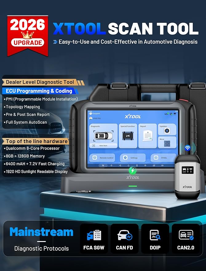 XTOOL IP919 PRO Scan Tool, ECU Pr0gramming Car OBD2 Scanner with Topology Mapping, Upgrade of D9S PRO, 51+ Resets, ECU C 0ding, FCA/CAN FD/DoIP, Automotive Bidirectional Scan Tool with 3-Year Updates