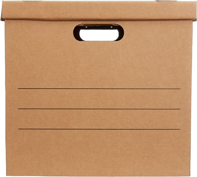 Amazon Basics Moving Boxes with Handles and Lids, 19 x 14.5 x 15.5 in, Brown, 10-Pack, Medium