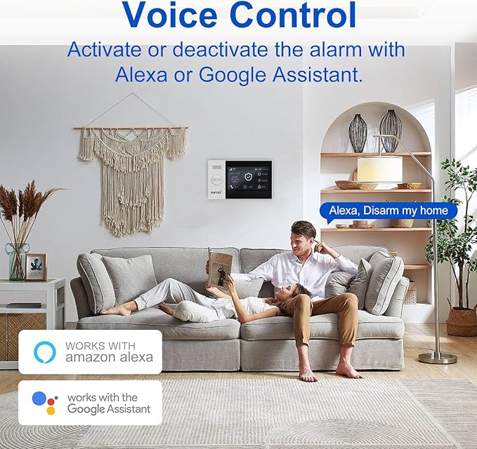 WiFi Wireless Alarm System for Home Security - 24/7 Protection Smart Home Devices 4.3" Touch Screen, GSM/4G+WiFi, App Instant Alerts, No Monthly Fee, Alexa Compatible for Villa, Kids Safety(24Pcs)