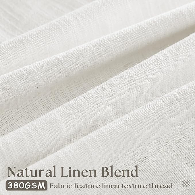Beige White Pinch Pleated Linen Curtains 102 Inches Long 60 Inch Width Linen Blend Light Filtering Window Curtains 102 Inch for Living Room Bedroom Patio Pinch Pleat Drapes Hooks Rings 1 Panel 60x102