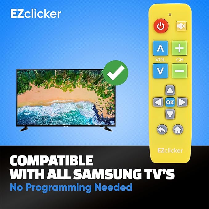 Samsung Replacement TV Remote Compatible with Samsung TV's ONLY (Yellow) Big Button TV Remote Control, Simplified and Easy to Use (2xAAA Batteries not Included)