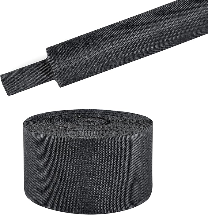 Sonoreboom 2 in 1 Heat Shrink Braided Sleeving Fabric Tubing-Ideal fit Irregular Shape Hose/Cable/Wire (32FT, 2"(50mm))