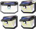FAXBOX Solar Lights Outdoor Motion Sensor, 178 LED 300LM Waterproof IP65, Wall Mounted Security Light with 3 Modes, 270° Wide AngleWide Angle, Solar Powered for Garden, Yard, Patio, Front Door(4Pack)