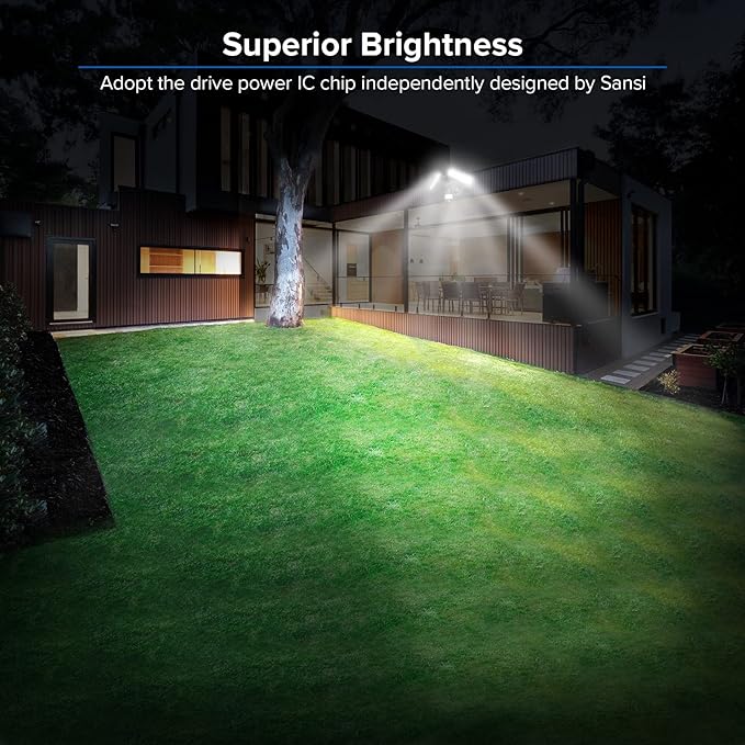 SANSI 36W 3600LM LED Motion Sensor Outdoor Light, 50,000 Hrs Lifespan Security Light, 350W Equiv 5000K Dusk to Dawn IP65 Flood Light, Super Bright for Backyard, Black, Bright Series, not Solar
