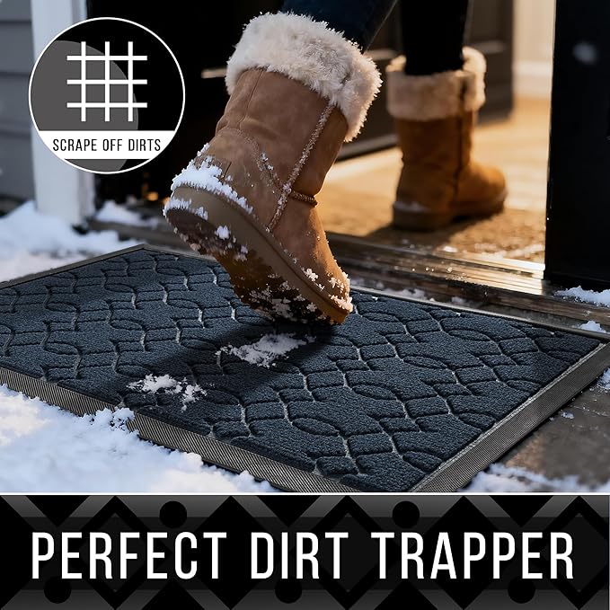 Yimobra Large Door Mat 47x24, All-Season Waterproof Doormat Outdoor Entrance, Heavy Duty Non-Slip Outside Door Mat for Garage Patio Proch Entryway Indoor, Easy Clean, Blue