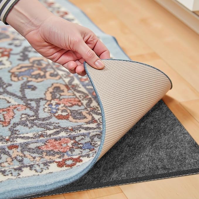 Waterproof Rug Pad, Thick 5x7 Ft Under Area Rug Carpet Pad, Non Slip Rug Pads for All Floors and Hardwood Floors Finishes, Keep Carpets in Place Soft and Prevent Rug from Wrinkling or Buckling