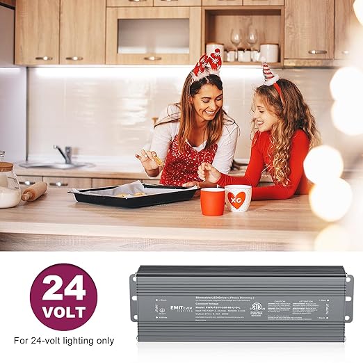 EMITEVER 200W Triac Dimmable LED Driver,Power Supply,AC 120V to DC 24V Transformer,Compatible with Lutron and Leviton Dimmers,for LED Lighting,ETL Certified