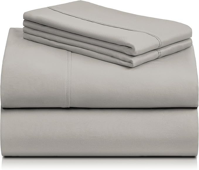 LuxClub 4 PC Full Sheet Set, Deep Pockets Wrinkle Free Cooling Bed Sheets Hotel Bedding for Women, Men, Kids & Teens, Includes 1 Fitted Sheet, 1 Flat Sheet and 2 Pillowcases-Soft Light Taupe