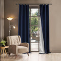 Soundproof 100% Blackout Curtains 80 inches, 3 Layers Thermal Insulated Back Tab Drapes for Door Window Nursery Divider Living Room, with Pin Hooks Navy Blue 50x80 Inch 1 Panel