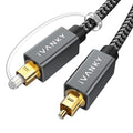 IVANKY Optical Audio Cable 15ft/4.5M Long Digital Audio Optical Cable for Soundbar, S/PDIF Toslink Fiber Optic Cord [Braided, Gold-Plated Connectors, CL3 Rated] for TV, Samsung, Xbox/PS4, Sonos-Grey