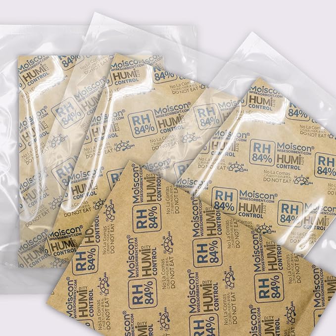 Wisesorb 84% Two-Way Humidity Control Packs for Storing 1 lb – Size 60 – 25 Pack – Seasoning Packets Moisture Control Packets Individually Wrapped, Humidifier Packs for Season Wood Humidifier Boxes