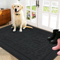 FONEYI Indoor Door Mat, Front Back Door Mat 32" x 48" Non-Slip Rubber Backing Door Rug, Machine Washable Entry Rug, Low Profile Absorbent Dirt Trapper Doormat Inside Floor Mats for Entryway, Black