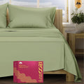 Mayfair Linen 100% Egyptian Cotton Queen Sheet set - Luxury 1200 High Thread Count Egyptian Cotton Sheets Queen Size (4 PC, Sage Green), Silky Soft, Cooling, 17" Deep Pocket Sateen Weave Hotel Bedding