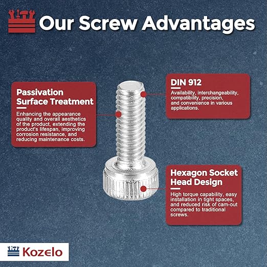 Kozelo 100pcs Socket Head Cap Screws - [M2-0.4 x 8mm] 304 Stainless Steel Allen Socket Drive for Electrical Motor 3D Printing Fan Engine Replacement Use, Silver