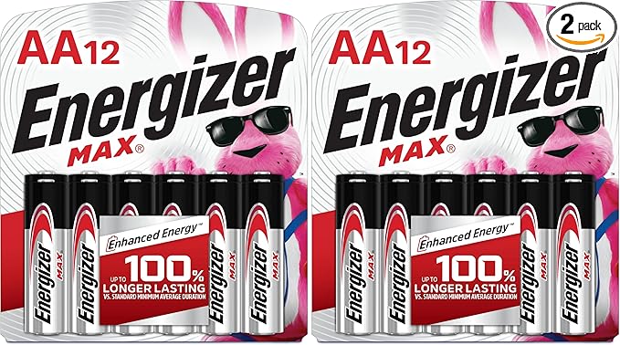 Energizer AA Batteries, 12 Count, Double A Max Alkaline Battery (Pack of 2)