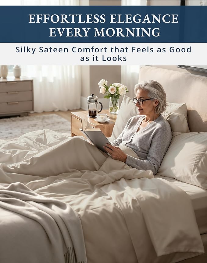 LANE LINEN 100% Egyptian Cotton Split King Sheets for Adjustable Beds - 1000 Thread Count, Soft & Comfy Sateen Weave for Silky Finish, Cool Breathable Eco Friendly Sustainably Produced Bedding- Taupe