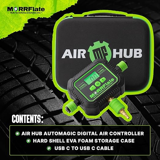 MORRFlate Air Hub Digital Air Controller Universal AutoMagic Tire Inflation and Deflation System with Digital User PSI Selection High-Flow Solenoids Rugged Design Includes Case