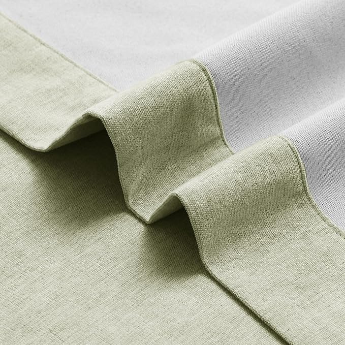Macochico Extra Wide 100% Blackout Chenille Curtains 100" Wx102 L Thermal Curtains for Sliding Door Room Divider Living Room Bedroom Hotel Green Tint Blackout Curtains Grommet with Tieback 1 Panel