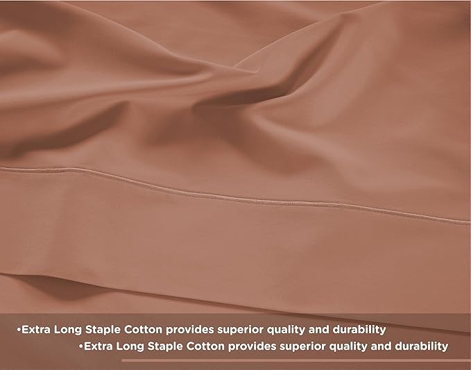 LANE LINEN Twin XL Bed Sheets Set - 600 Thread Count, 100% Cotton Sheet Bed Sets - Sateen Weave, Hotel Luxury Sheet, 15" Deep Pocket, Easy to Wash- Rose Dawn