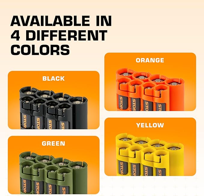 Storacell AA + AAA Combo Battery Storage Caddy and Dispenser (Pack of 2), Black, Holds 4 AA + 4 AAA Batteries (Not Included), Durable & Compact Design, The Original Battery Caddy, Made in The USA