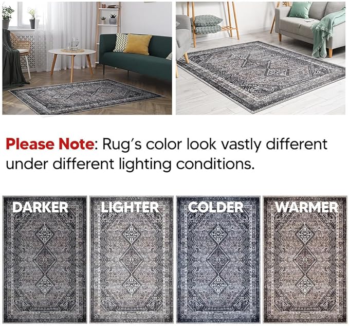Keen Home Design 2x12 Rug - Machine Washable Runner Rug with Non-Slip Backing, Ideal for Hallway, Entryway, Kitchen, Laundry Room - Vintage, Easy Clean, Durable, Low Pile - (2'6" x 12')
