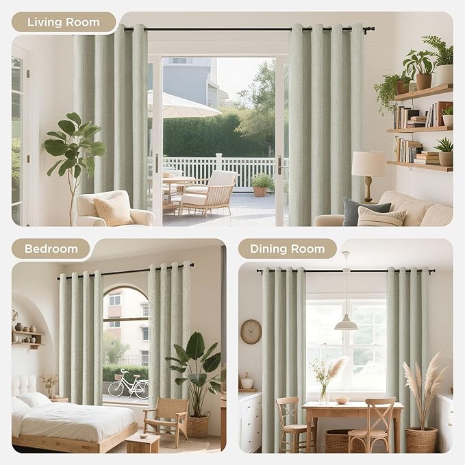 Joydeco Blackout Curtains 108 Inches Long 2 Panels Burg, Room Darkening Curtains for Bedroom, 100% Black Out Textured Thermal Drapes Privacy Protection 2 Panels Set(W52 x L108 Inch, Light Beige)