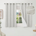 Short Blackout Curtains 45 Inch Length 2 Panels, Thermal Insulated Total Light Blocking Linen Window Curtains for Farmhouse Bedroom Basement, Bronze Grommet, Light Grey, Each 52" Wide