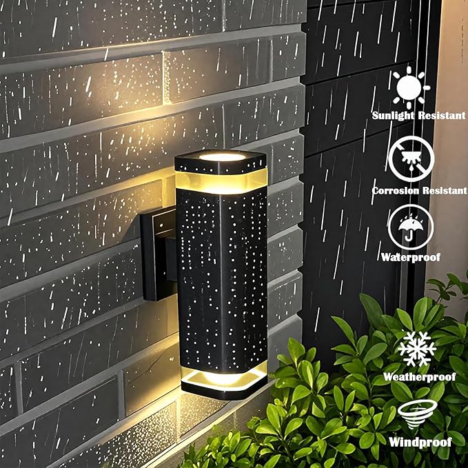 rosykite LED Outdoor Wall Sconce, Dusk to Dawn Outdoor Lighting Fixture, Modern Up Down Porch Lights ETL Listed, Aluminum Exterior Wall Lights for Garage Door,House,Patio 2 Pack