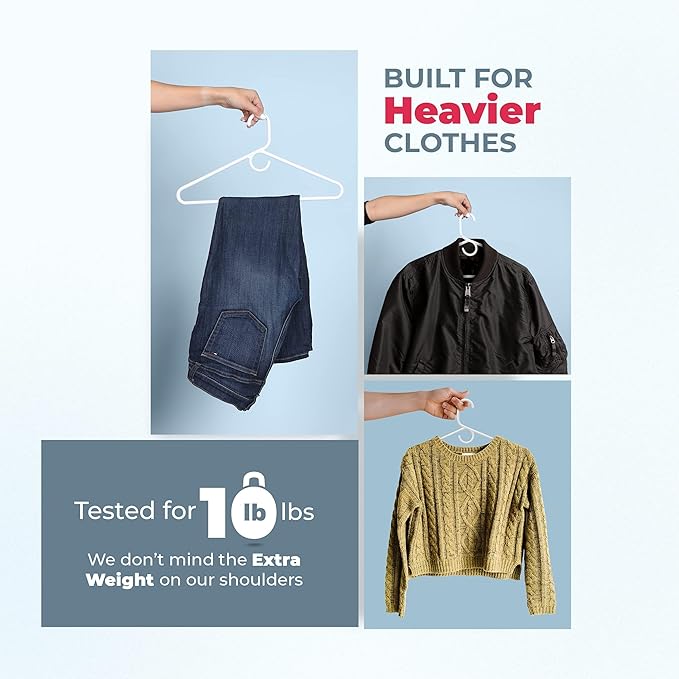 Neaties Heavy Duty Clothes Hangers 100+ Pack (216 Count) – Made in The USA – 8lb Capacity Plastic Hangers for Adult Clothing – Durable for Pants, Coats, Jackets, or Jeans – White & Black