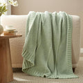 Amélie Home Chevron Chenille Knit Throw Blanket for Couch, Cozy Texture Decorative Soft Blanket for Sofa & Chair, 50"x60", Sage Green
