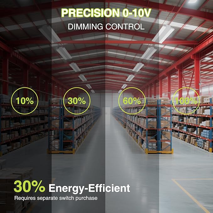 LED Linear High Bay Shop Light With Motion Sensor 300W, Larger Central Lighting Area, 45000LM, 120-277V, 0-10V, 5000K, Commercial Linear High Bay Led Shop Lights for Warehouse Industrial Garage , UL