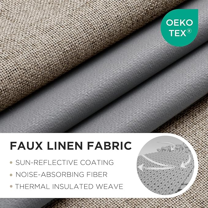 Joydeco Linen Blackout Room Divider Curtains, Extra Wide Sliding Door Drapes Living Room Curtains, 1 Panel 100W x 96L Inch Patio Door Drapes for Room Privacy
