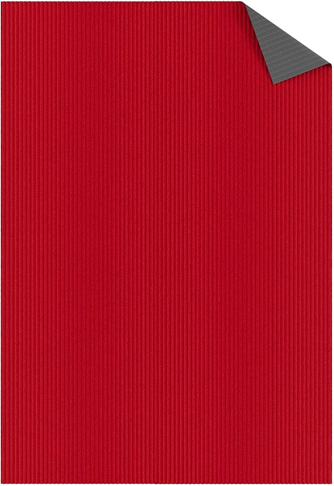 Ottomanson 6'6" x 21' Hallway Runner with Scraper Pile Extra Durable Non-Slip Rug Mat for Indoor & Outdoor Use - Ideal for Kitchen, Entryway, Patio & Garage - High-Traffic Carpet, Red