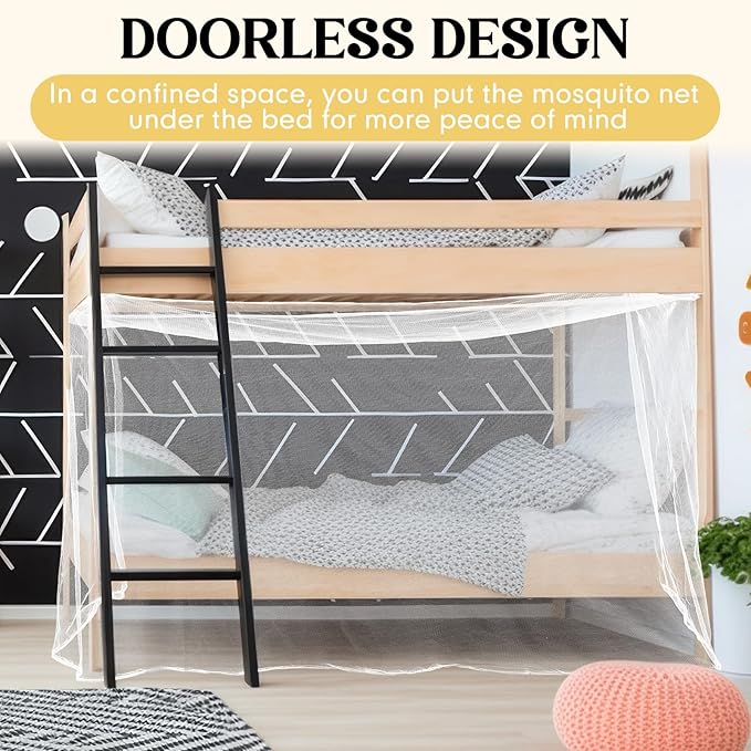 4 Corners Mosquito Net for Mosquiteros para Camas Bed Canopies Netting Bed Drapes Rectangular Mosquito Mesh for Camping Home Outdoor Travel(White A,L79 X W47 X H59 Inch,No-Opening)