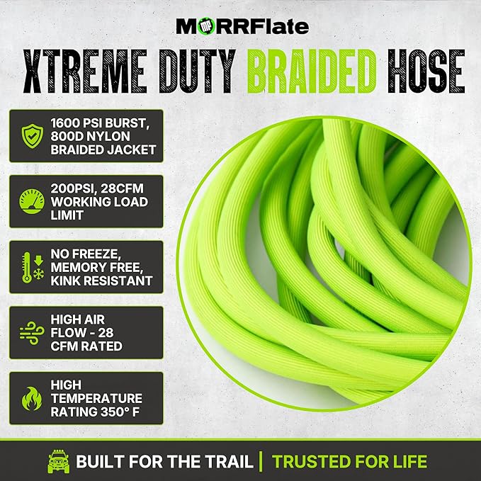 MORRFlate Air Hub + Air Hub Hoses Quad 125" Wheelbase 4 Tire Inflation Deflation System with Air Hub Automatic Digital PSI Controller High-Flow Solenoids Fast Efficient Multi Tire Inflation Deflation