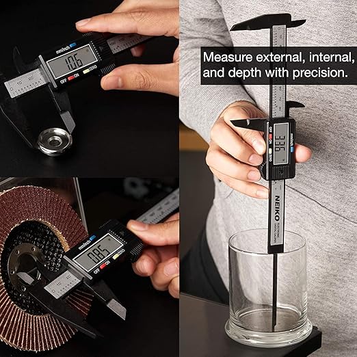 NEIKO 01417A 6” Digital Caliper | Electronic Measuring Tool | Range of 0-6”or 0-150mm | Inch and Millimeters | Large LCD Display | External and Internal Measuring Jaw | Zero Setting and Auto Off