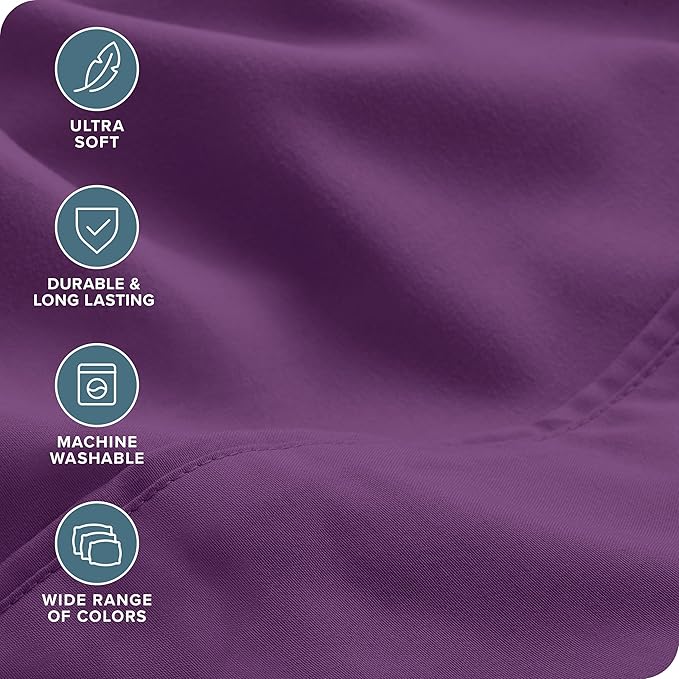 Bare Home Hotel Luxury Twin Sheet Set, Extra Soft - 4 Piece Set - Deep Pockets - Easy Fit - Cooling & Breathable - Wrinkle, Fade, Stain Resistant - Includes 2 Pillowcases (Twin, Plum)