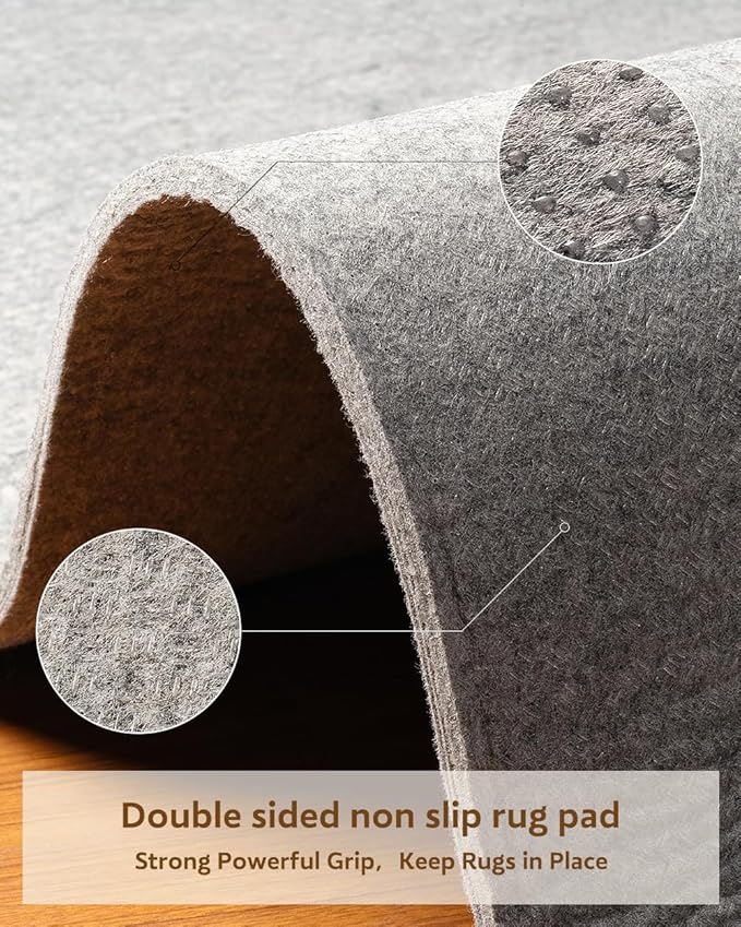 Resare Non Slip Rug Pad Gripper Extra Thick Dual Surface Felt Under Rug for Area Rugs and Hardwood Floors,Super Cushioned Non Skid Carpet Padding - 2x6 Feet 1/4" Double-Sided Non Slip