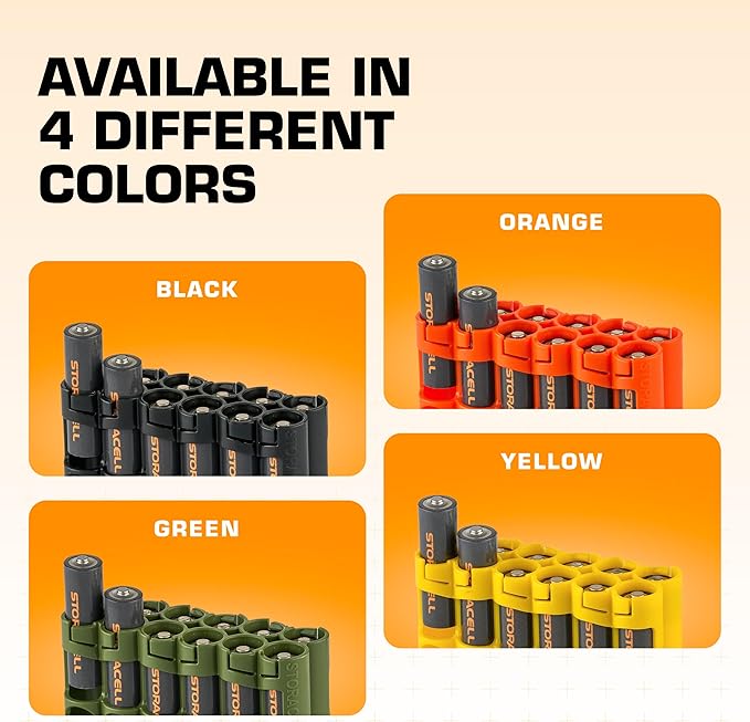 AA Battery Storage Caddy by Storacell, Military Green, Holds 12 Batteries (Not included)