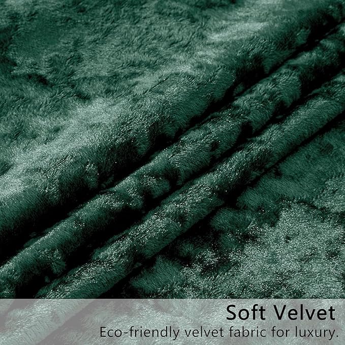 SMILETIME Forest Green Crushed Velvet Curtains 52x84 inch Luxurious Thermal Insulated Soundproof Drapes for Living Room Bedroom Office Soft and Durable Light-Filtering Window Treatments, 2 Panels