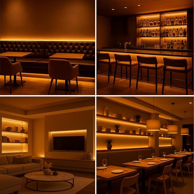 Candlelight COB LED Strip Lights 2400K, 3W/FT, 32.8FT 24V LED Tape Light with 3M VHB Backing, CRI 95, UL Listed, Cuttable, Dimmable, Bendable for Bars, Restaurants, Relaxing (NO Power Supply)