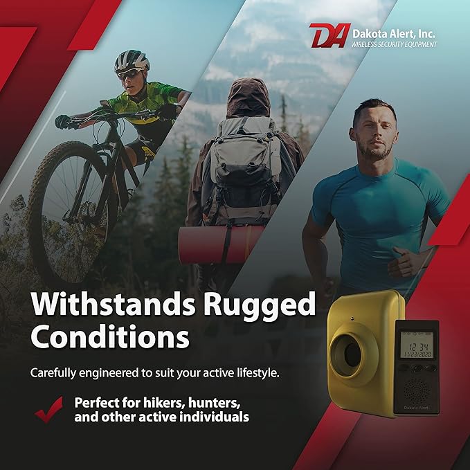 Long Range Motion Sensor System- Dakota Alert MTPR-4000 Wireless Motion Detector & Receiver, Camping Perimeter & Trip Wire Alarm Device, Monitor Driveways, Backyards, Entrances, Deer Trails and More