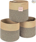 voten Storage Cubes Baskets Bins Organizer 11x11x11'' Fit 12x12''Cube Storage Organizer Bookcases Shelf,Durable Woven Cotton Storage Basket for Organizing,Round 3Pack Camel/Mixed Black