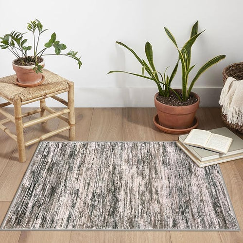 2x3 Modern Abstract Rug for Entryway, Brown Green Black White Super Soft Small Area Rug, Washable Non-Slip Kitchen Rugs, Low-Pile Mat for Bedside, Indoor Door Mat