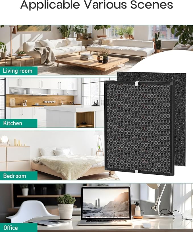 Elnuliros Premium Replacement Filter Compatible with AirDoctor AD3000 Air Cleaner Purifier, Not for AD3500 Version, Includes 2 Carbon Filters + 4 Pre-filters, Part # ADF3001, ADF3002